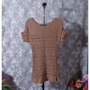 Outback Red Knit Tunic Top Size XS Linen Cotton Boho Natural Neutral Earth Tones